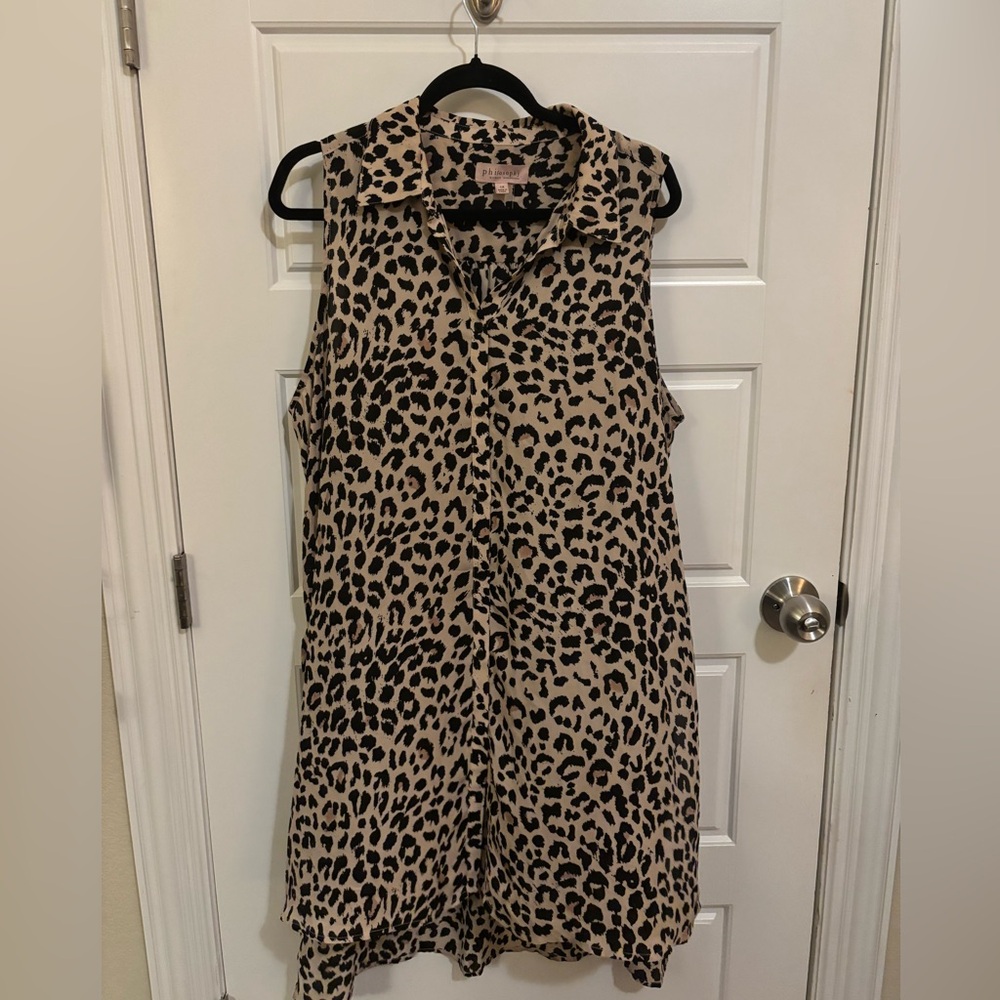 Leopard Print Sleeveless Tunic Top 1X
